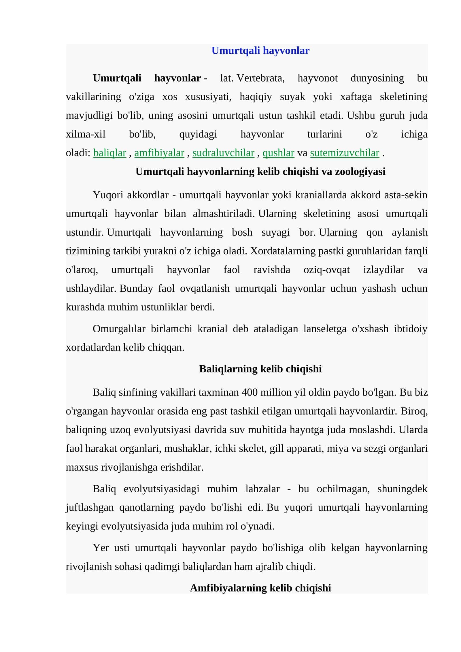 Umurtqali hayvonlar 1