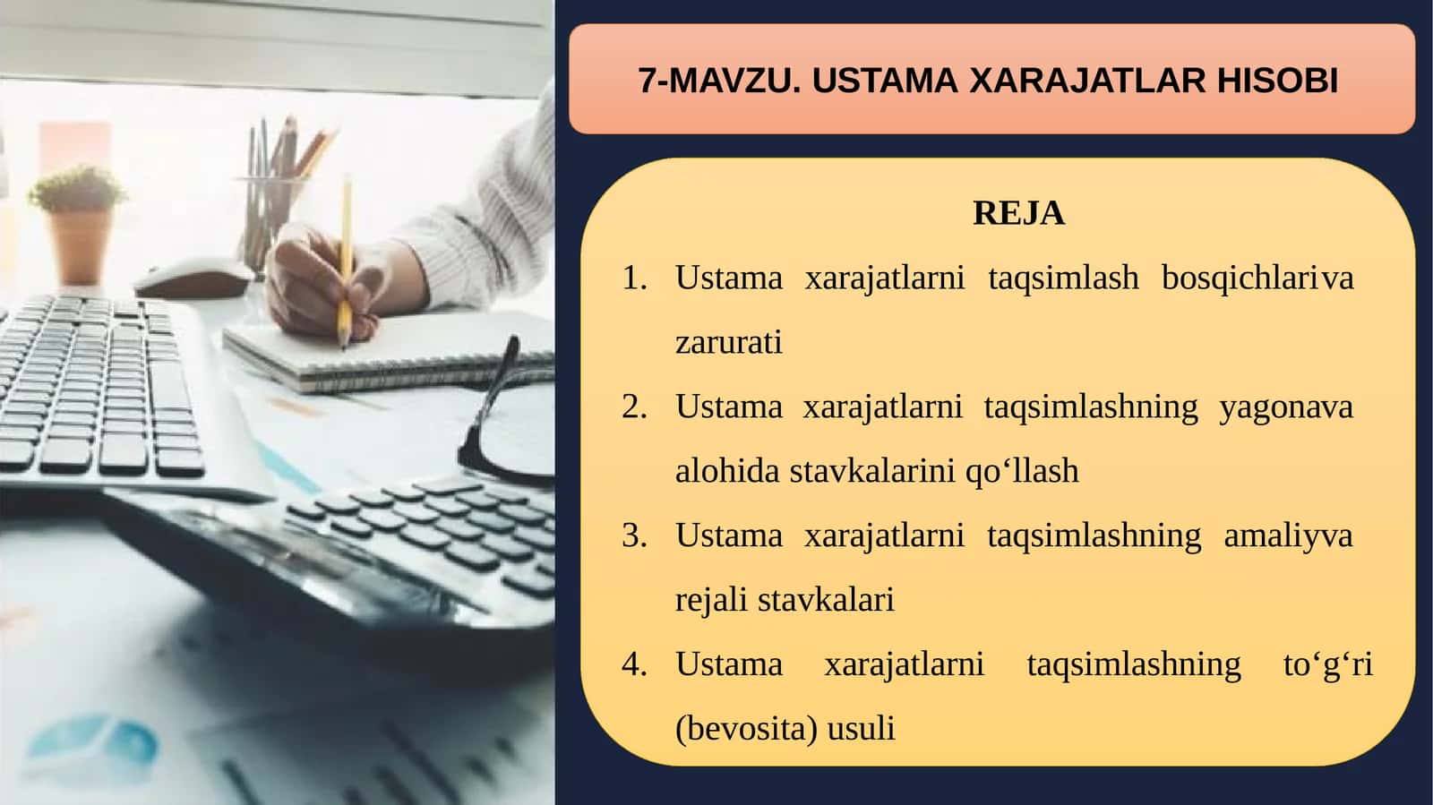 Ustamaxarajatlar hisobi 1
