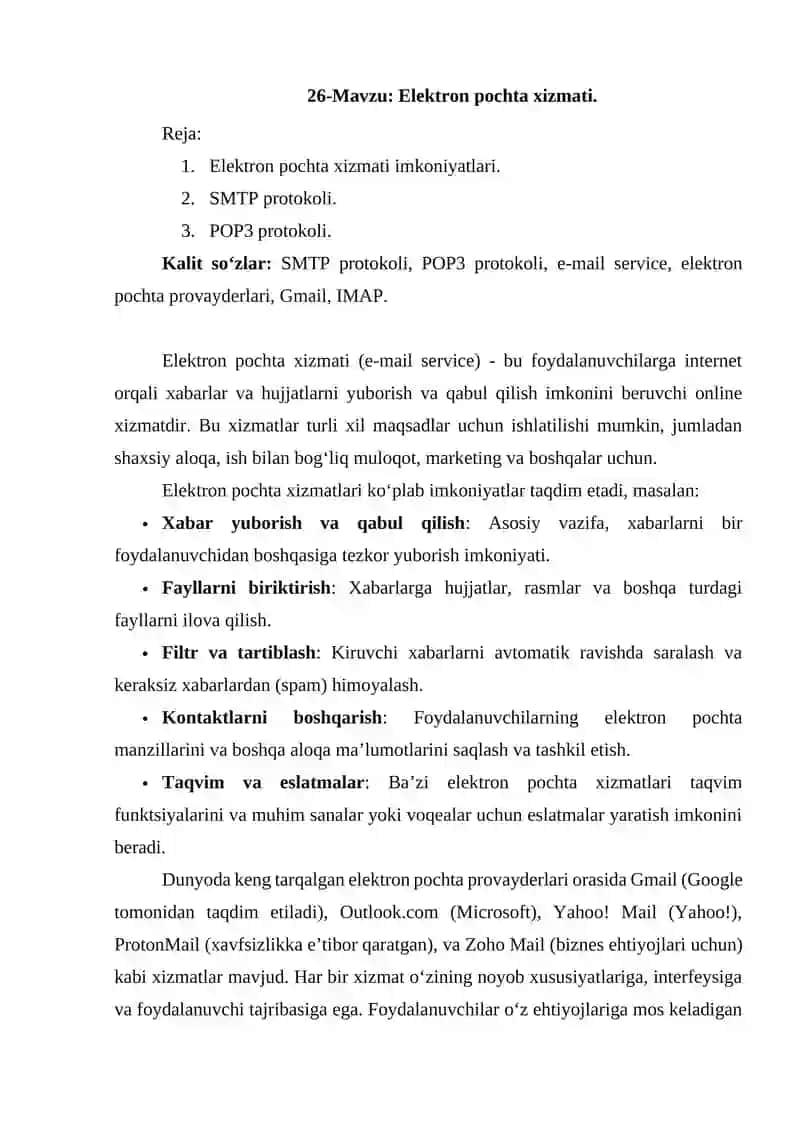 Elektron pochta xizmati.