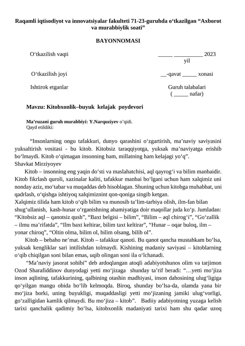 Axborot va murabbiylik soati 1