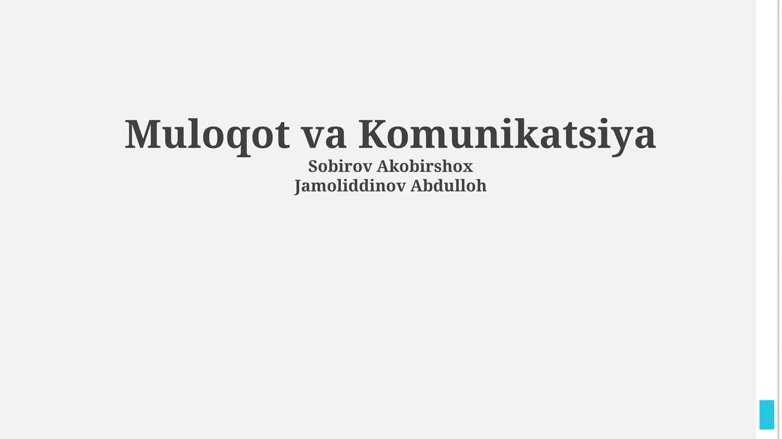 Muloqot va Komunikatsiya 1