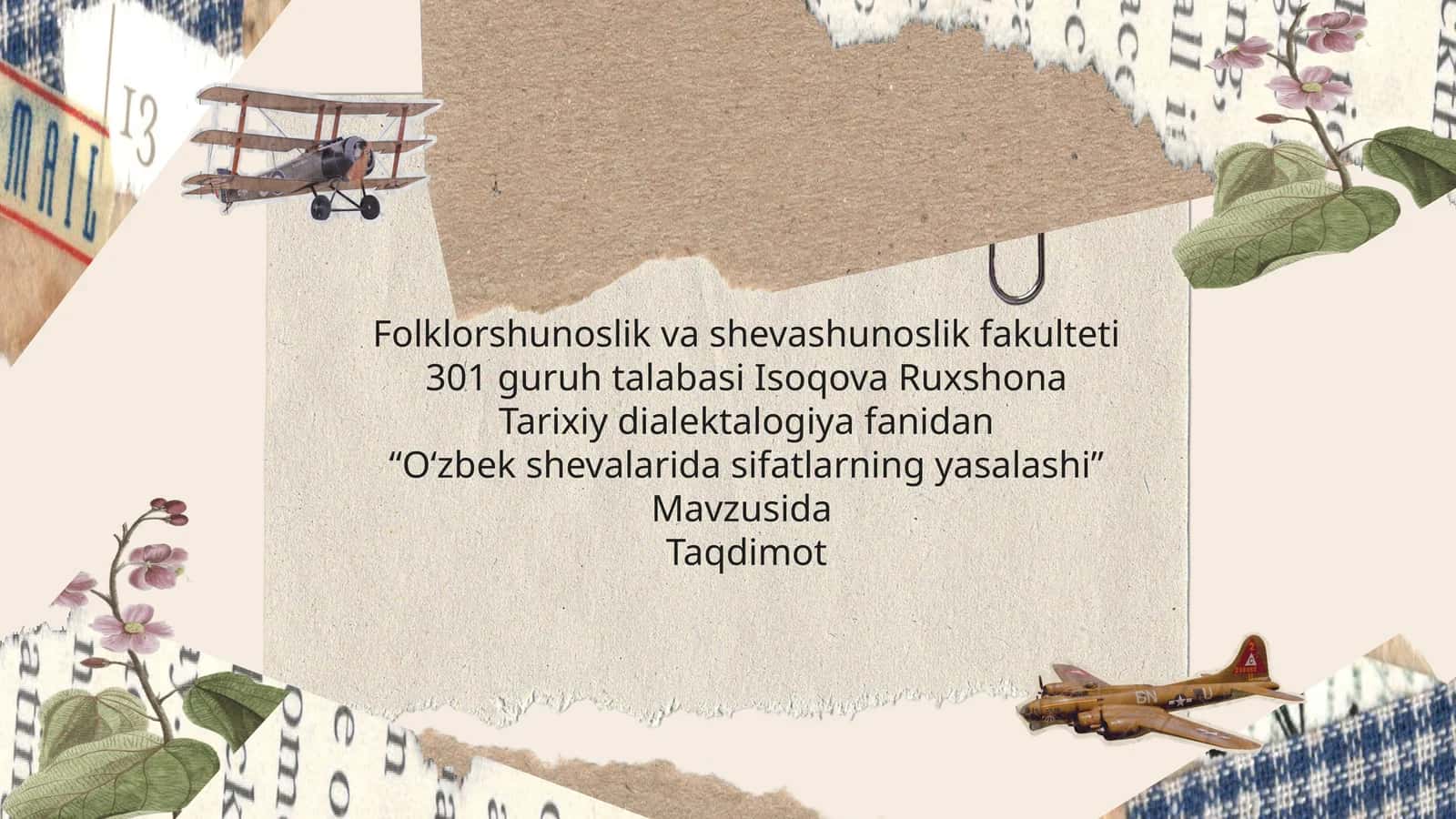 Oʻzbek shevalarida sifatlarning yasalishi 1