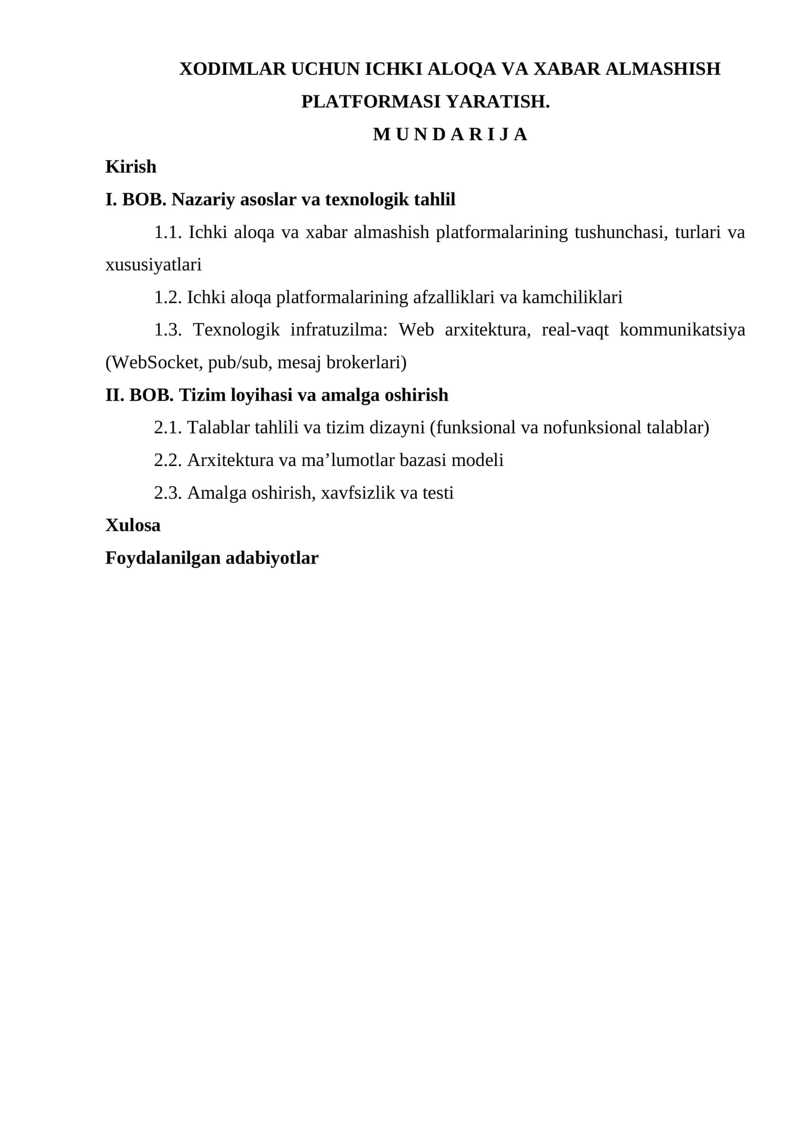 Ichki aloqa va xabar almashish platformasi 1