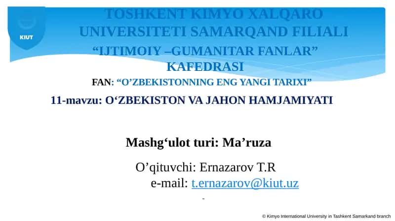 O‘ZBEKISTONNING ENG YANGI TARIXI 1