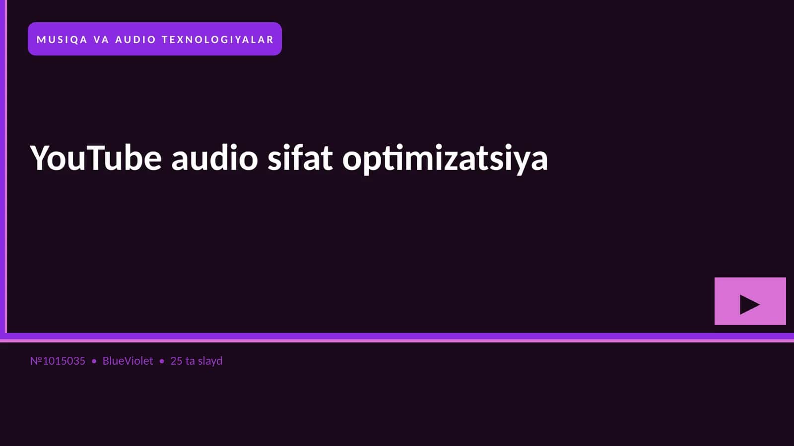 MUSIQA VA AUDIO TEXNOLOGIYALAR 1