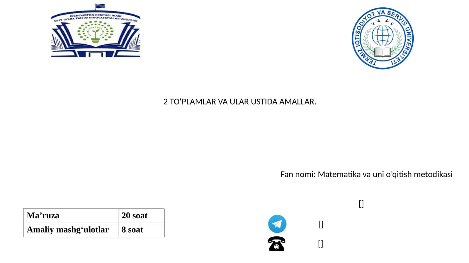 TO‘PLAMLAR VA ULAR USTIDA AMALLAR 1