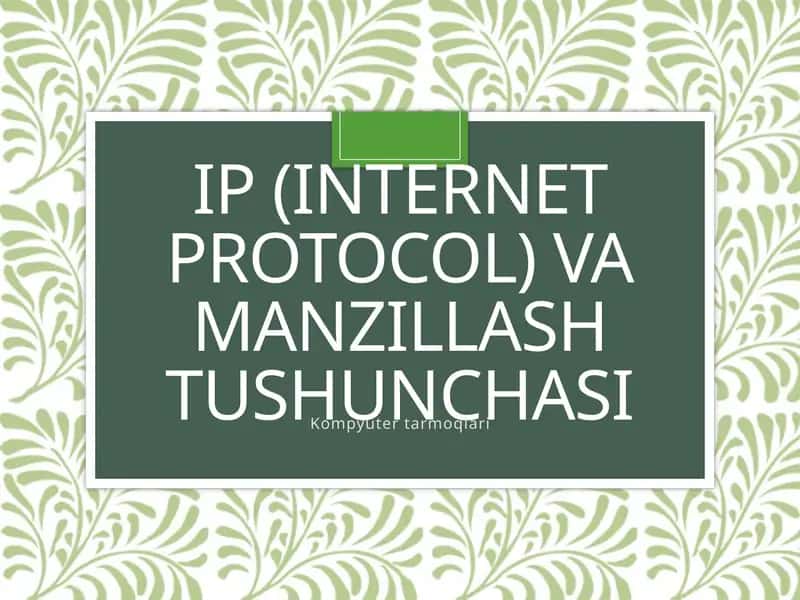 IP (Internet Protocol) va manzillash tushunchasi 1