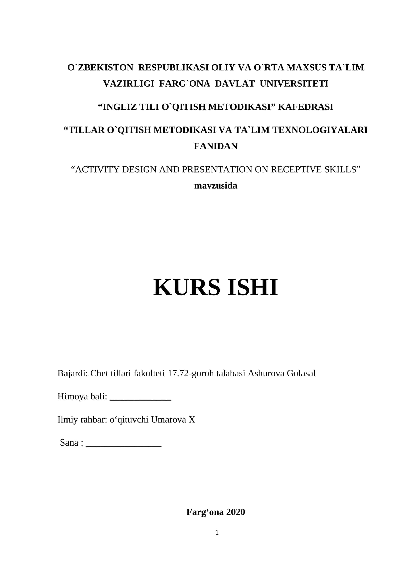 “ACTIVITY DESIGN AND PRESENTATION ON RECEPTIVE SKILLS” 1