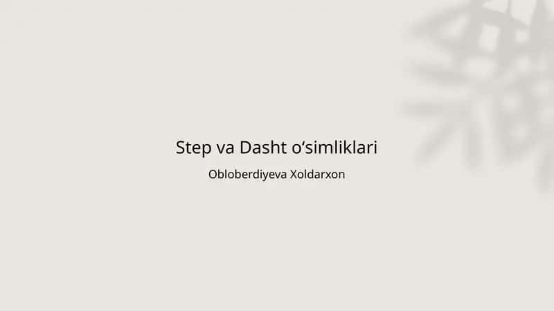 Step va Dasht oʻsimliklari 1