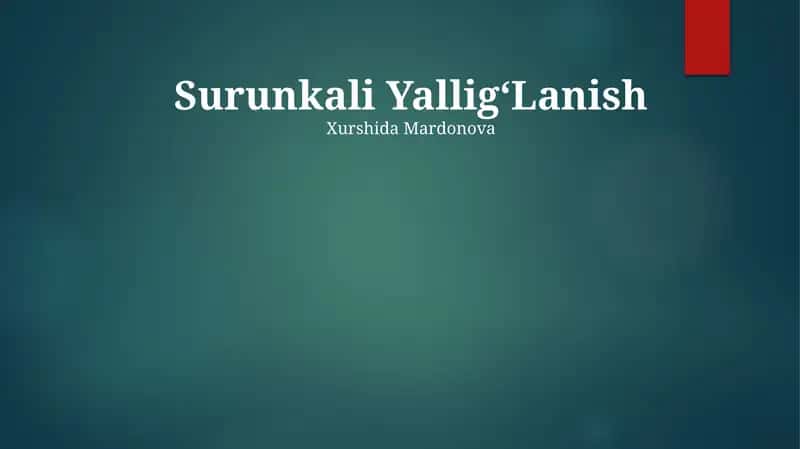 Surunkali YalligʻLanish 1