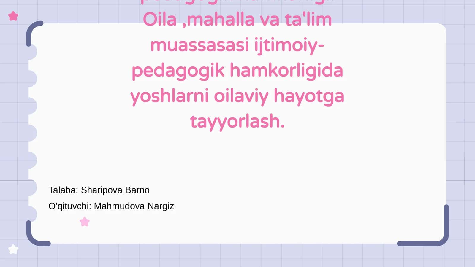 Oila, mahalla va ta'lim muassasasi 1