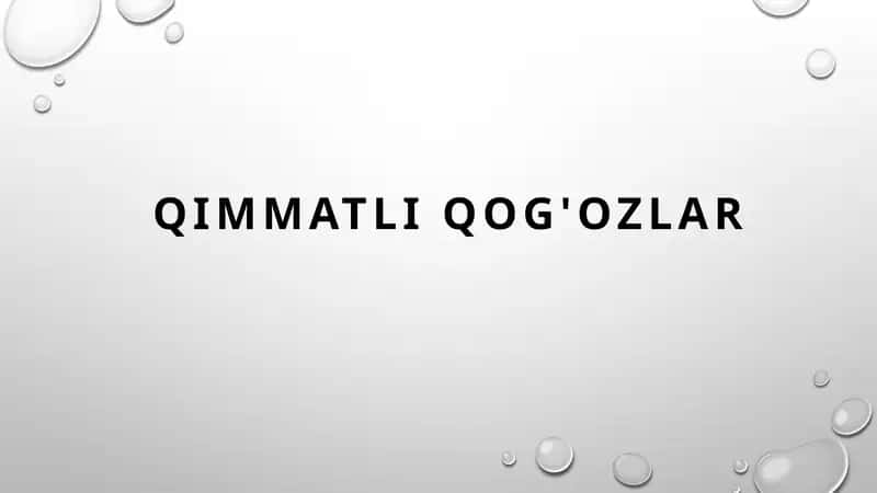 Qimmatli qog'ozlar 1