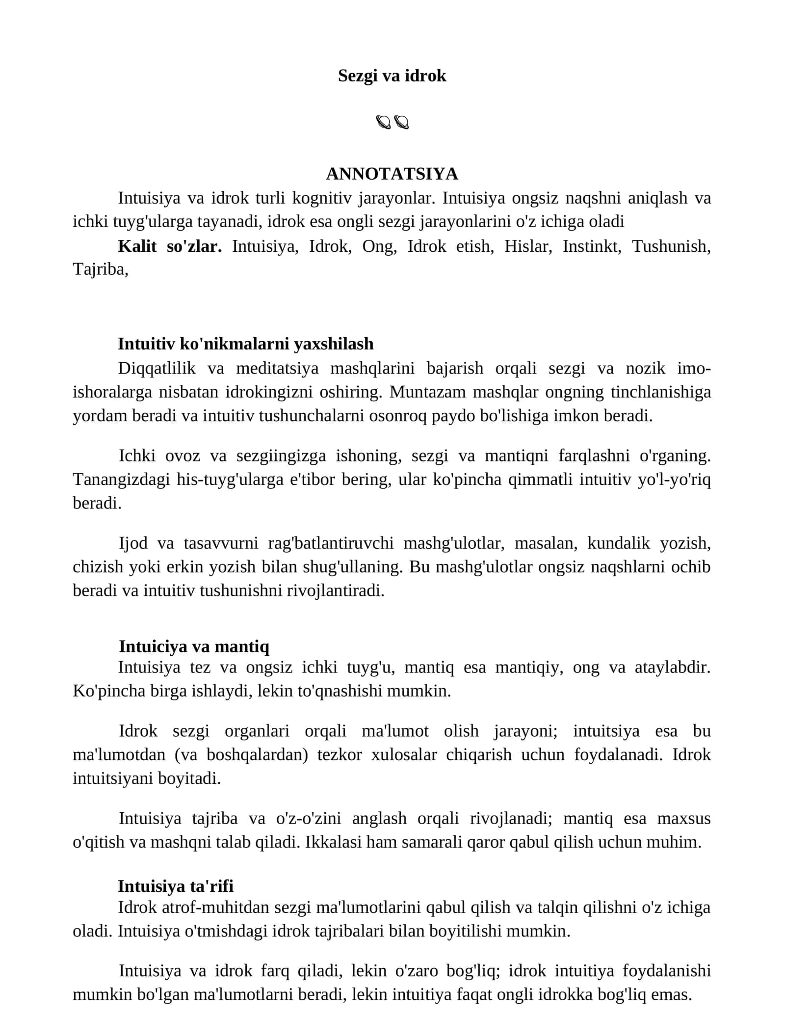 Sezgi va idrok 1