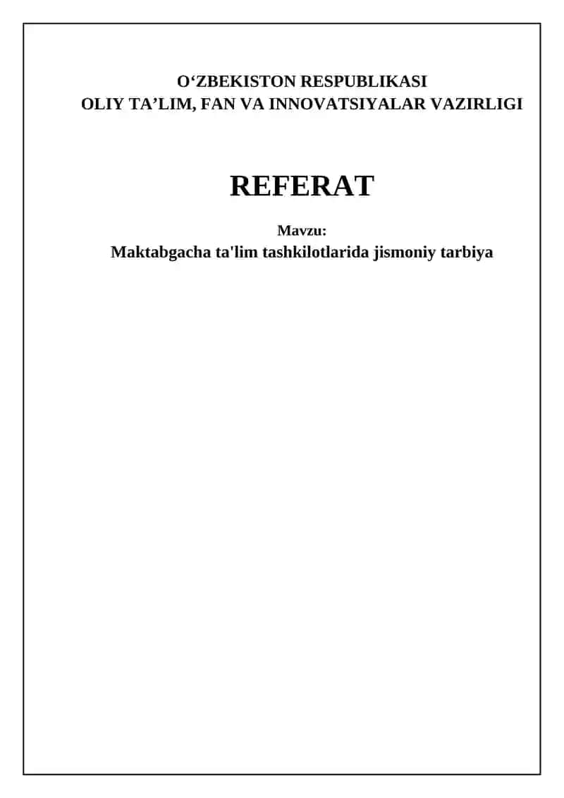 Maktabgacha ta'lim tashkilotlarida jismoniy tarbiya