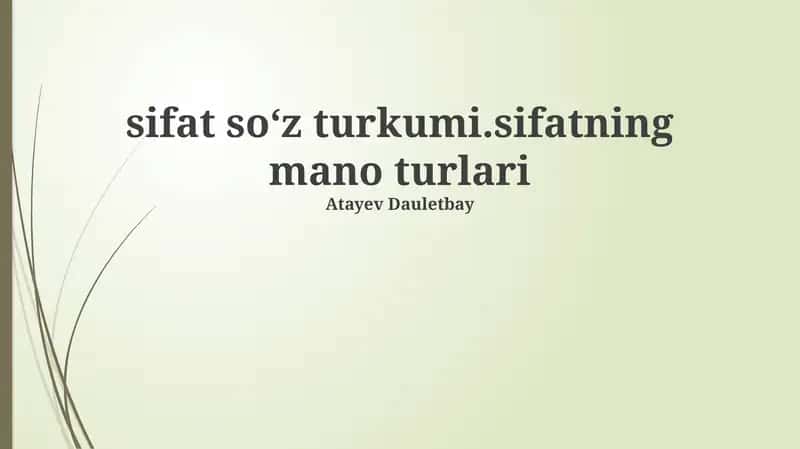Sifat so'z turkumi 1