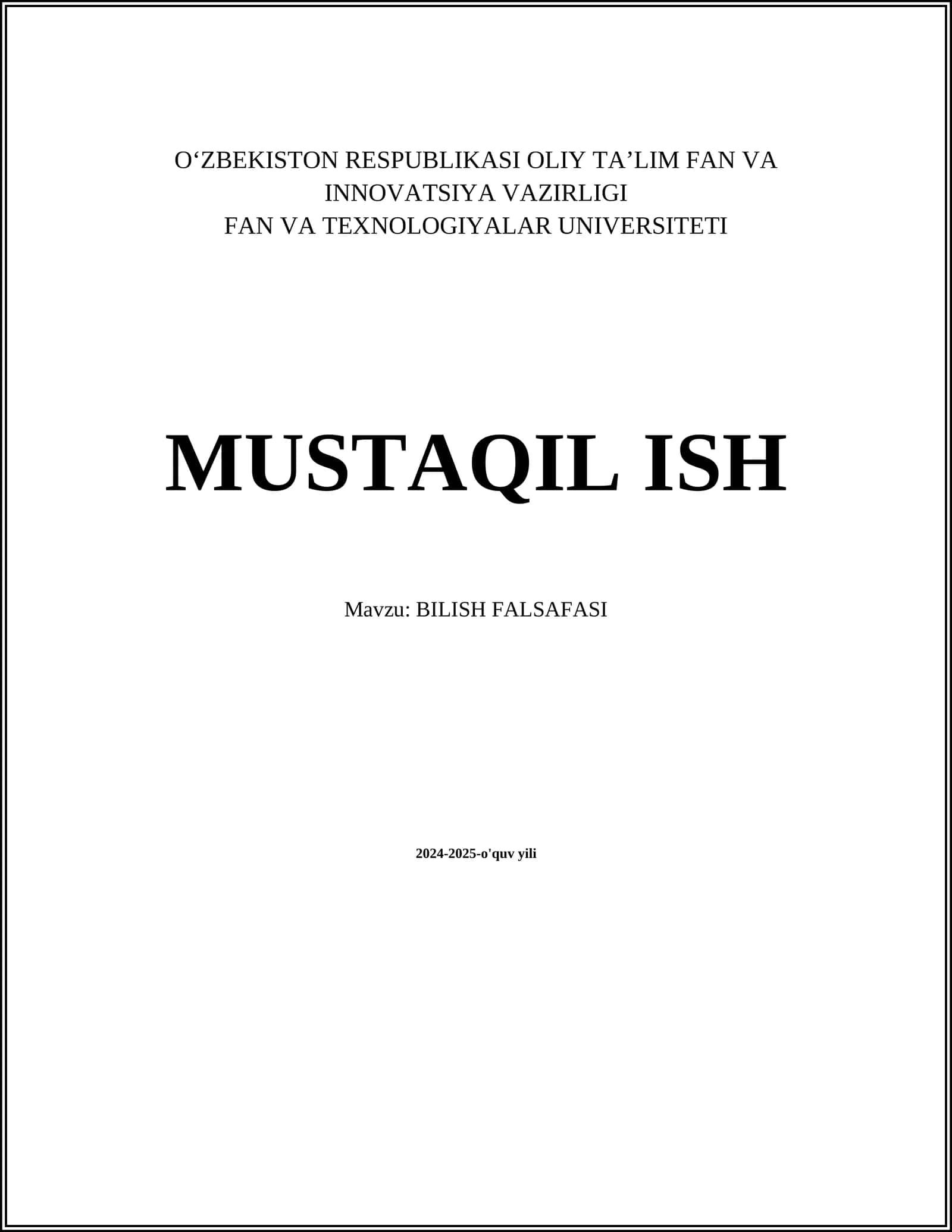 BILISH FALSAFASI 1