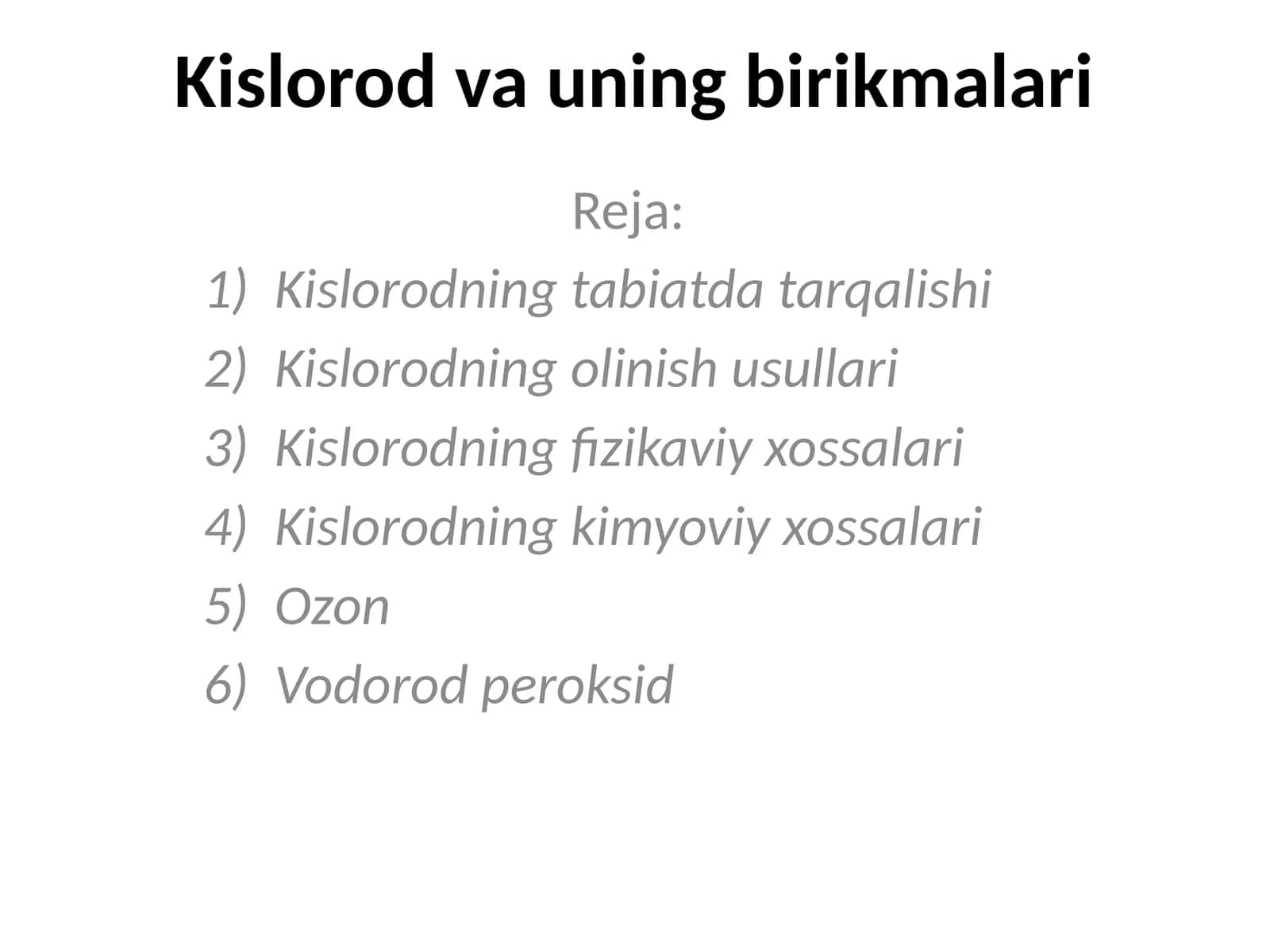 Kislorod va uning birikmalari 1