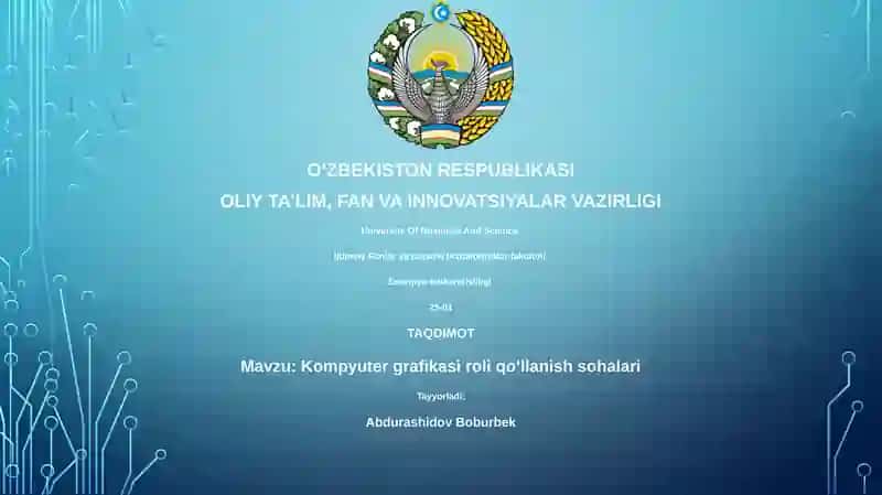 Kompyuter grafikasi roli qoʻllanish sohalari