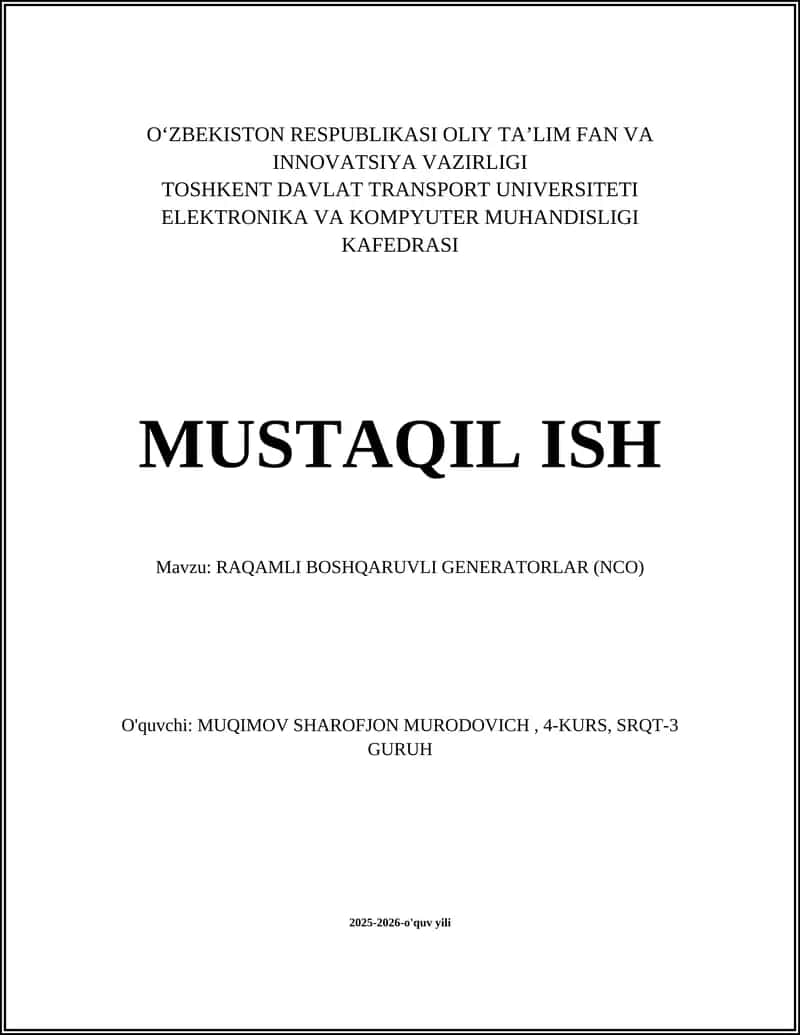 RAQAMLI BOSHQARUVLI GENERATORLAR (NCO) 1