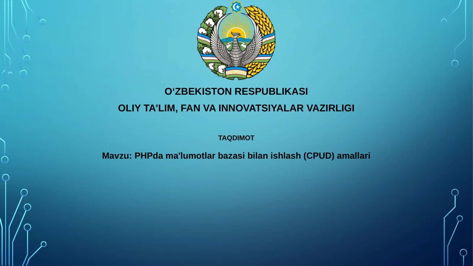 PHPdama'lumotlarbazasibilanishlash(CPUD)amallari 1