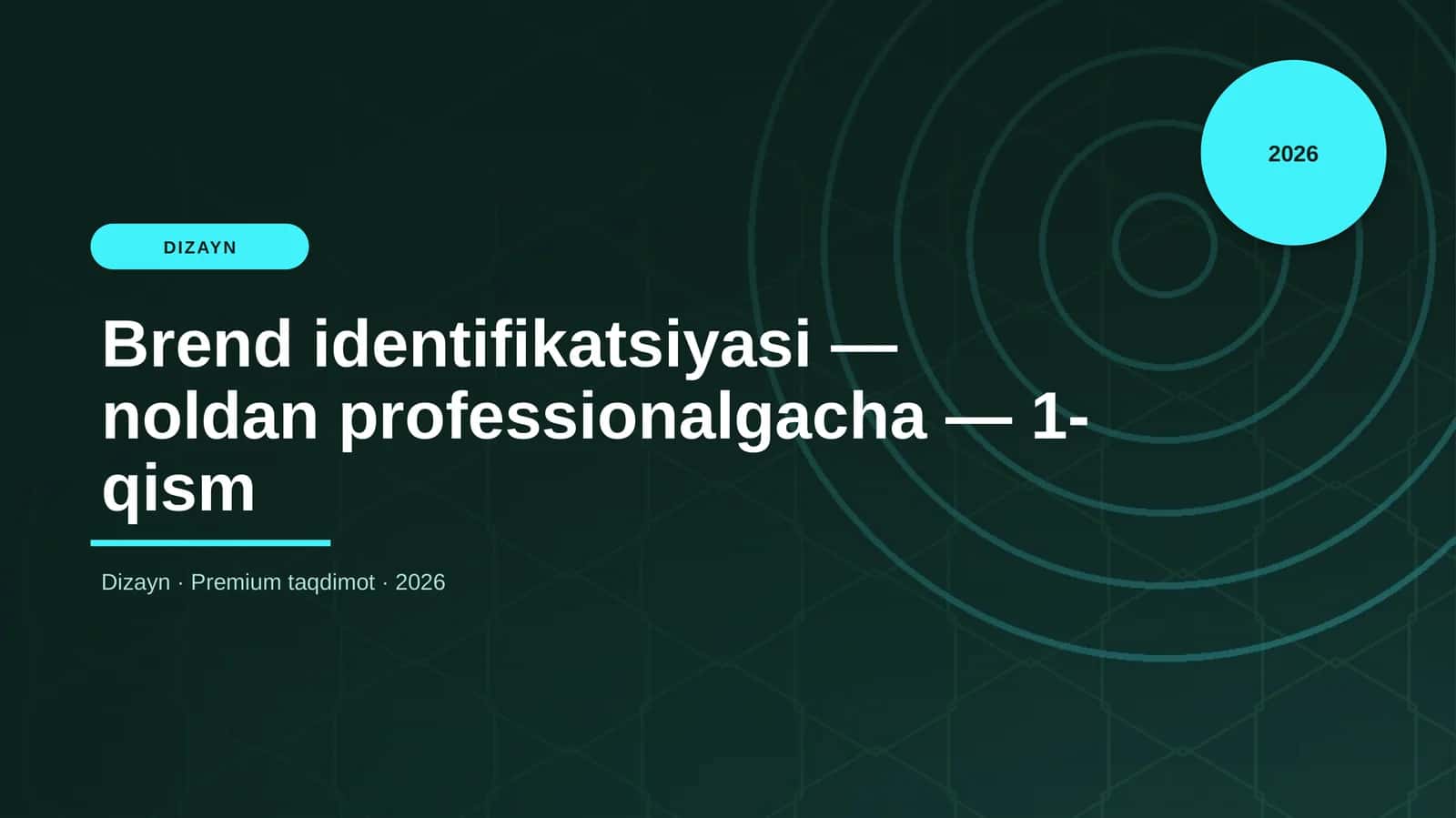 Brend identifikatsiyasi — noldan professionalgacha — 1-qism 1