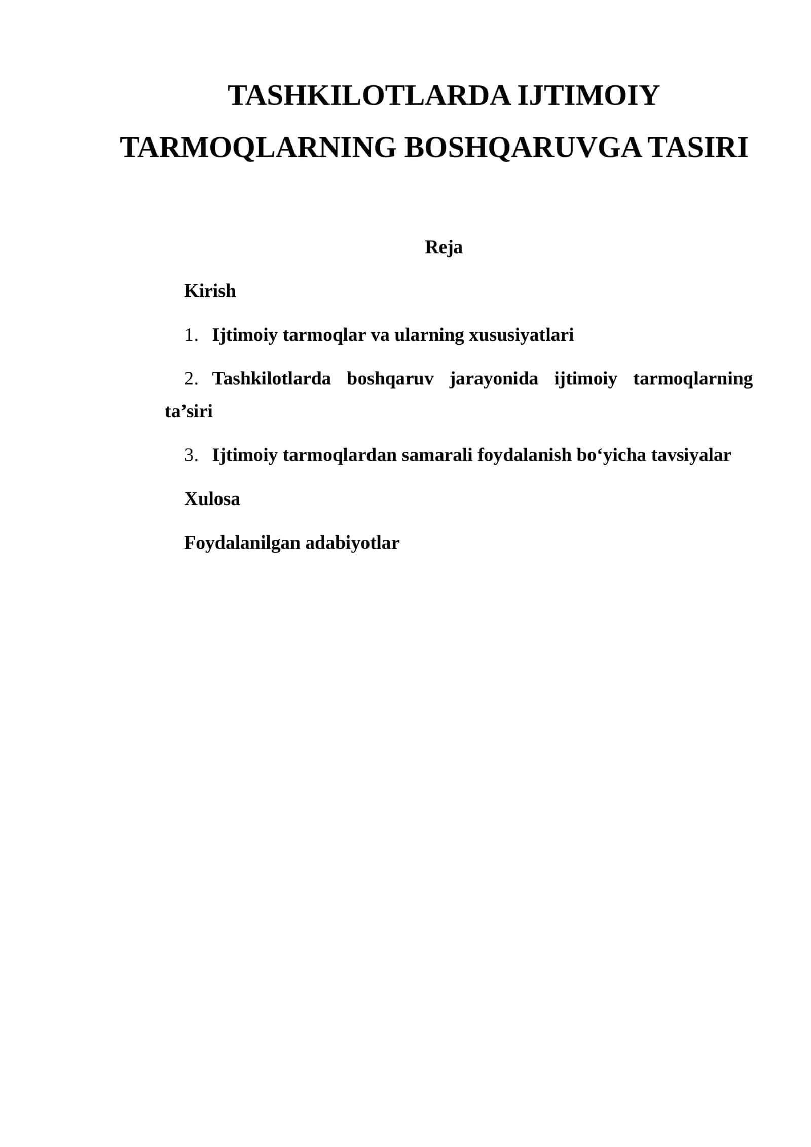 TASHKILOTLARDA IJTIMOIY TARMOQLARNING BOSHQARUVGA TASIRI 1