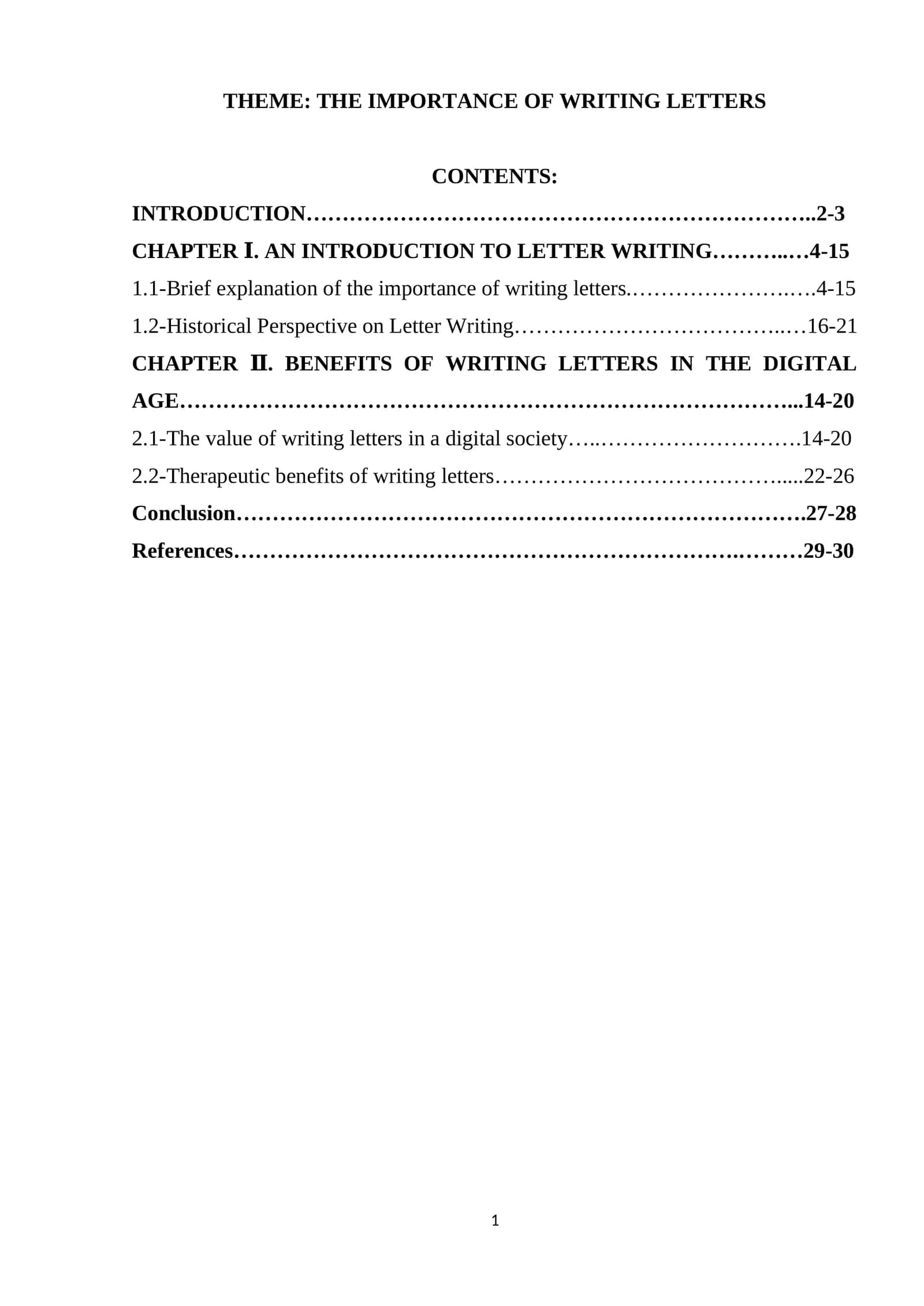 THE IMPORTANCE OF WRITING LETTERS 1