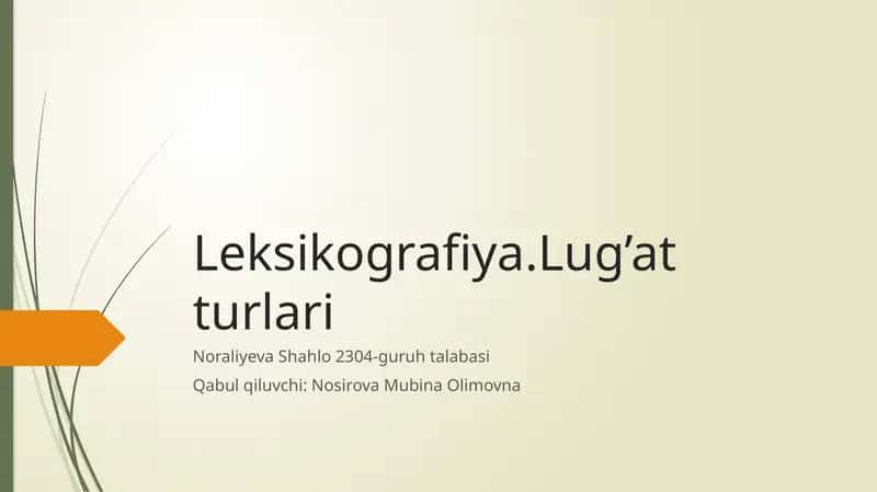 O‘zbektilidagi lug‘at turlari 1