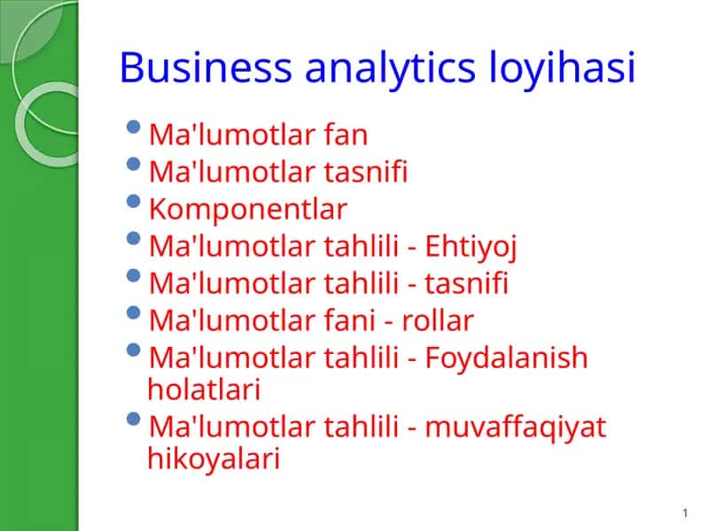 Business analytics loyihasi 1