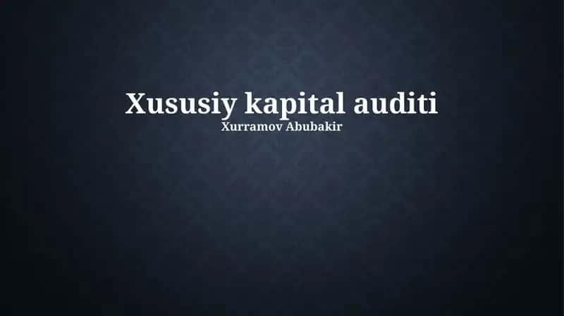 Moliyaviy Hisobotlarni Audit Qilish 1