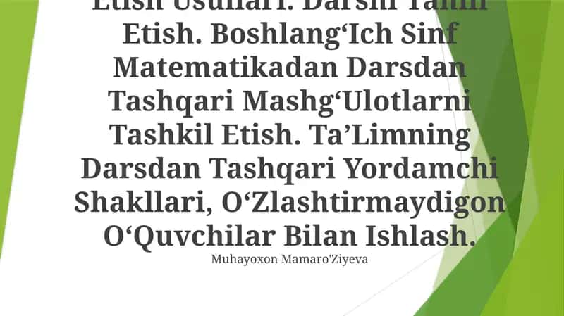 Dars Va Uni Tashkil Etish Usullari 1