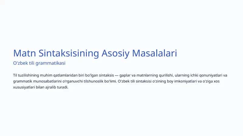 Matn Sintaksisining Asosiy Masalalari 1
