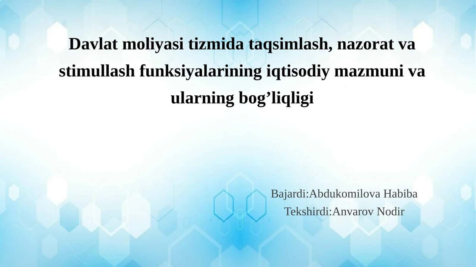 Davlat moliyasi tizimida taqsimlash 1
