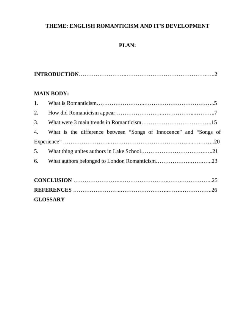 English Romanticism and Its Development 1