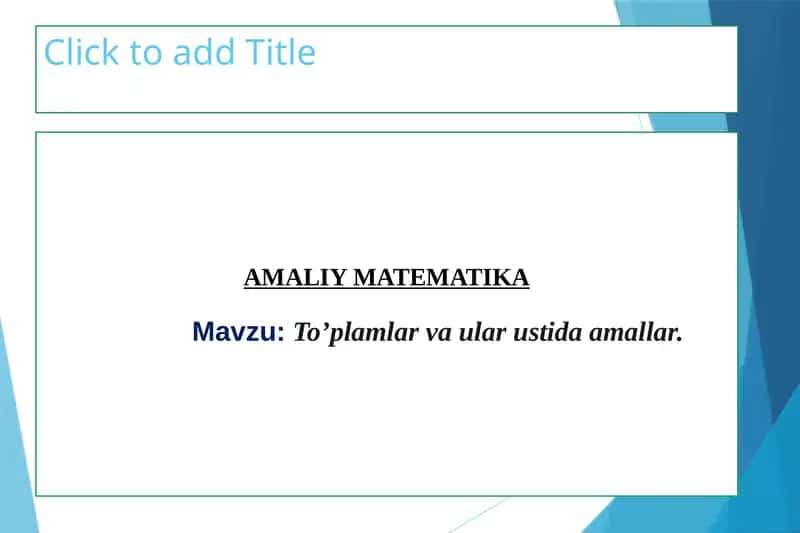 AMALIY MATEMATIKA 1