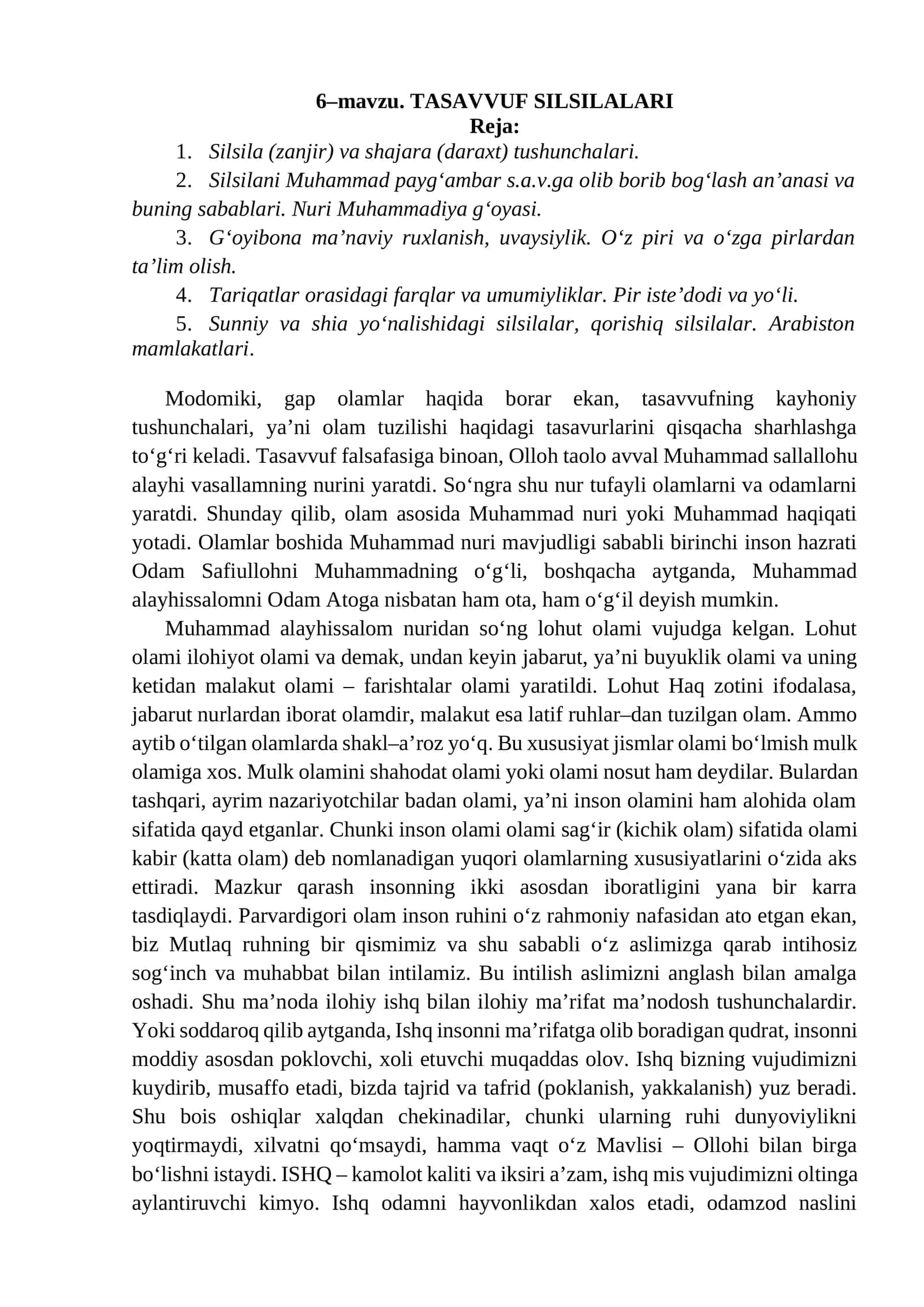 TASAVVUF SILSILALARI 1