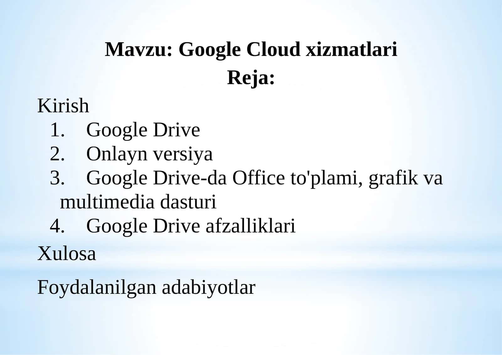 Google Cloud xizmatlari 1