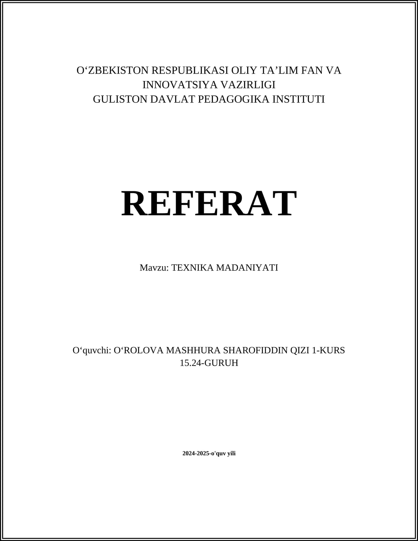 TEXNIKA MADANIYATI 1