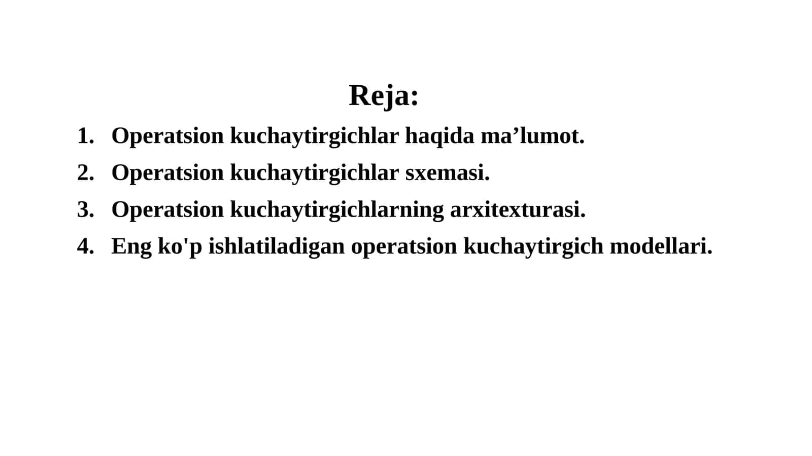 Operatsion kuchaytirgichlar 1