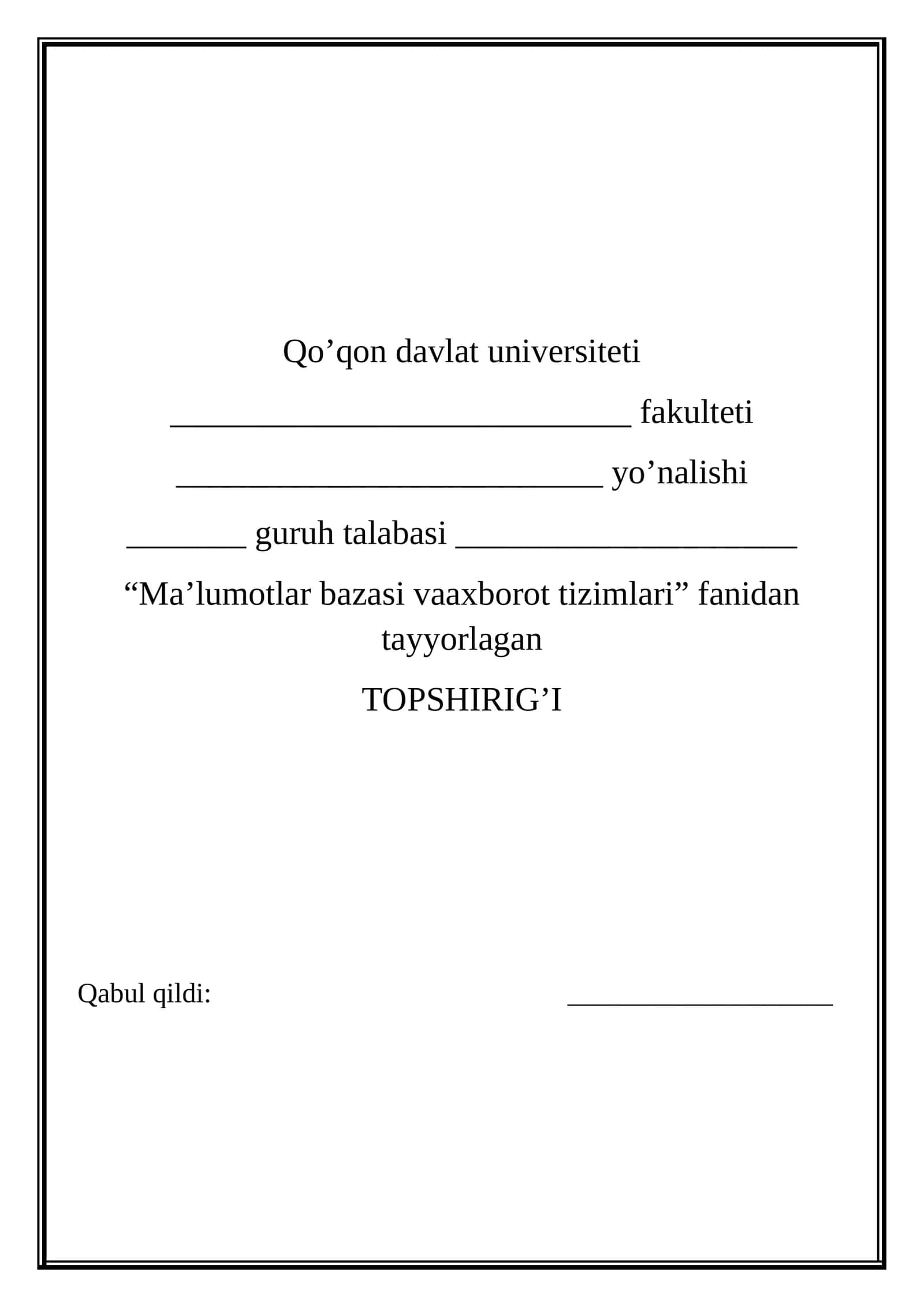 Microsoft Access dasturida shakllar (formalar) yaratish 1