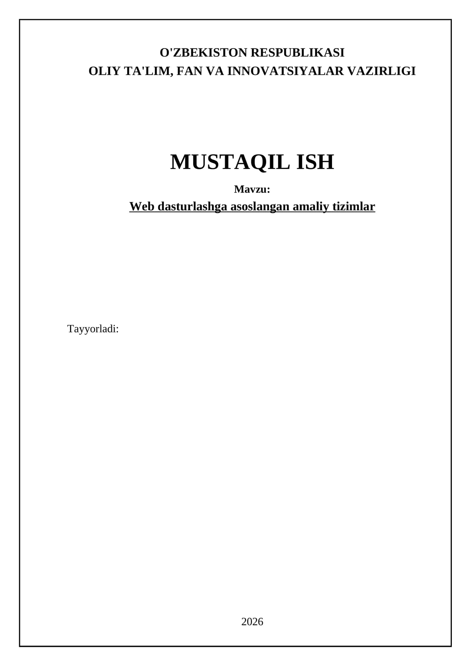 Web dasturlashga asoslangan amaliy tizimlar 1