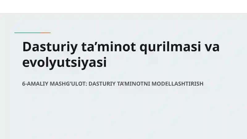 Dasturiy ta’minot qurilmasi va evolyutsiyasi
