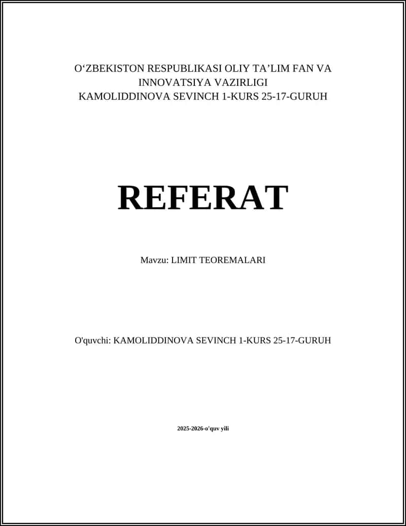 LIMIT TEOREMALARI 1