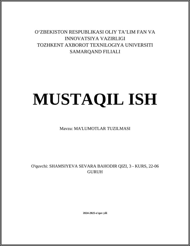 MA'LUMOTLAR TUZILMASI 1