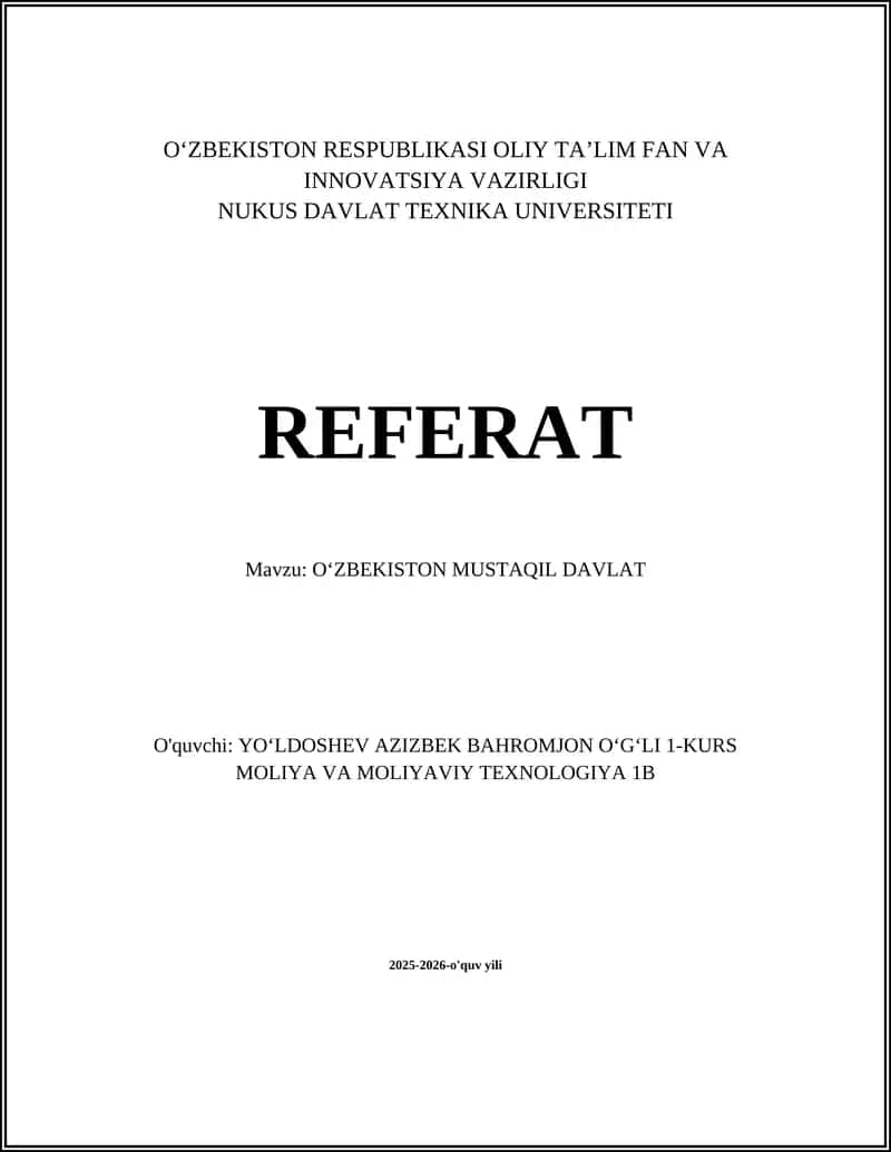 Oʻzbekiston mustaqil davlat 1