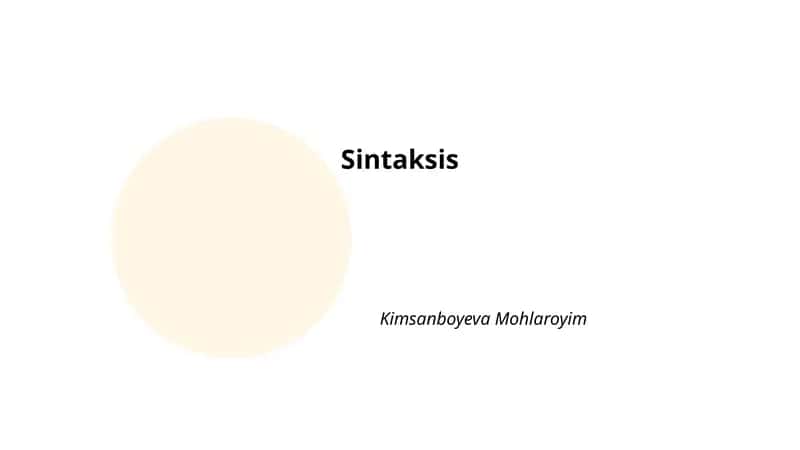 Sintaksis 1