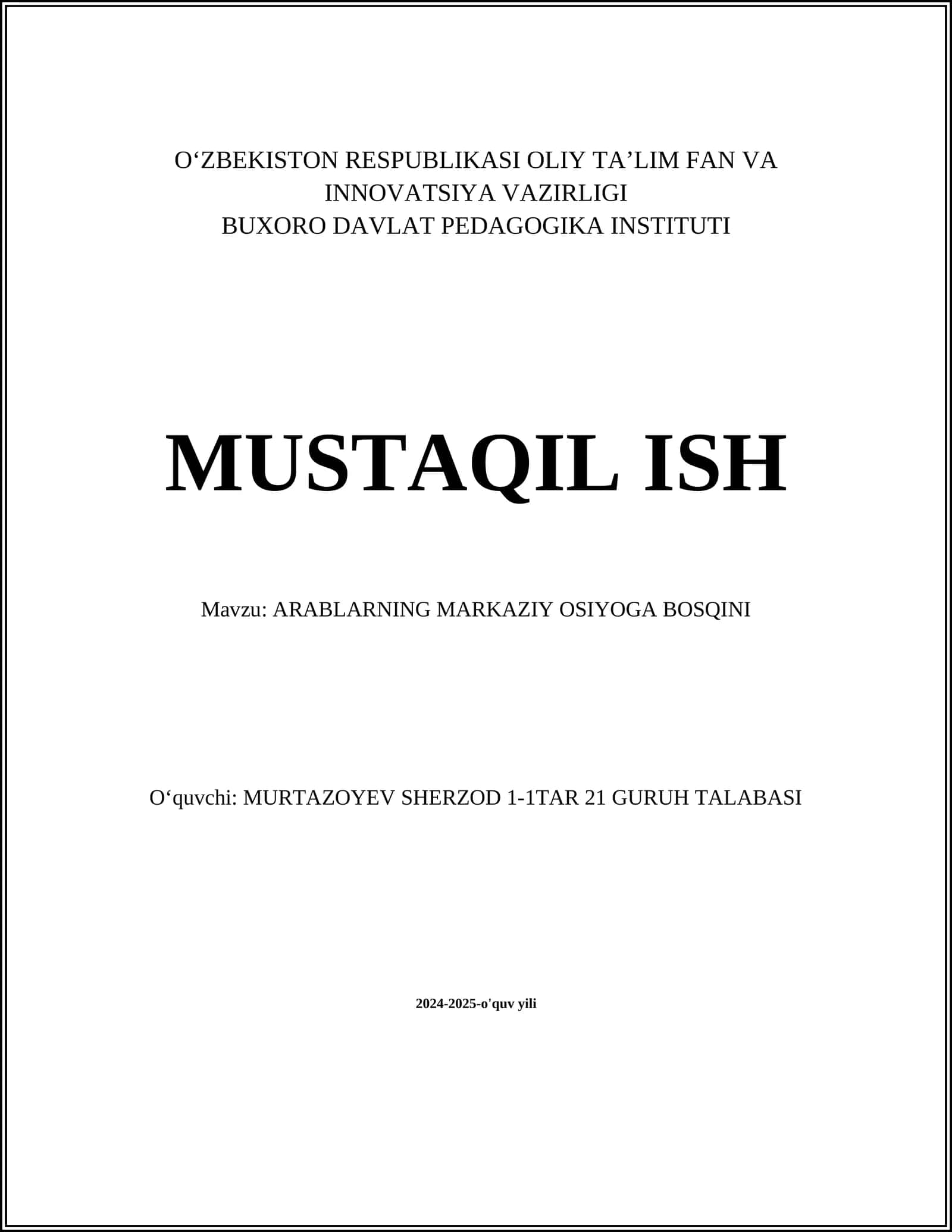 ARABLARNING MARKAZIY OSIYOGA BOSQINI 1