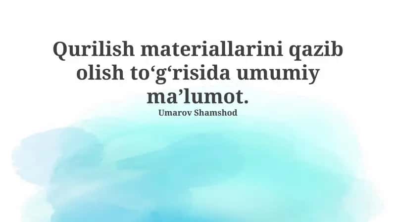 Qurilish materiallari 1