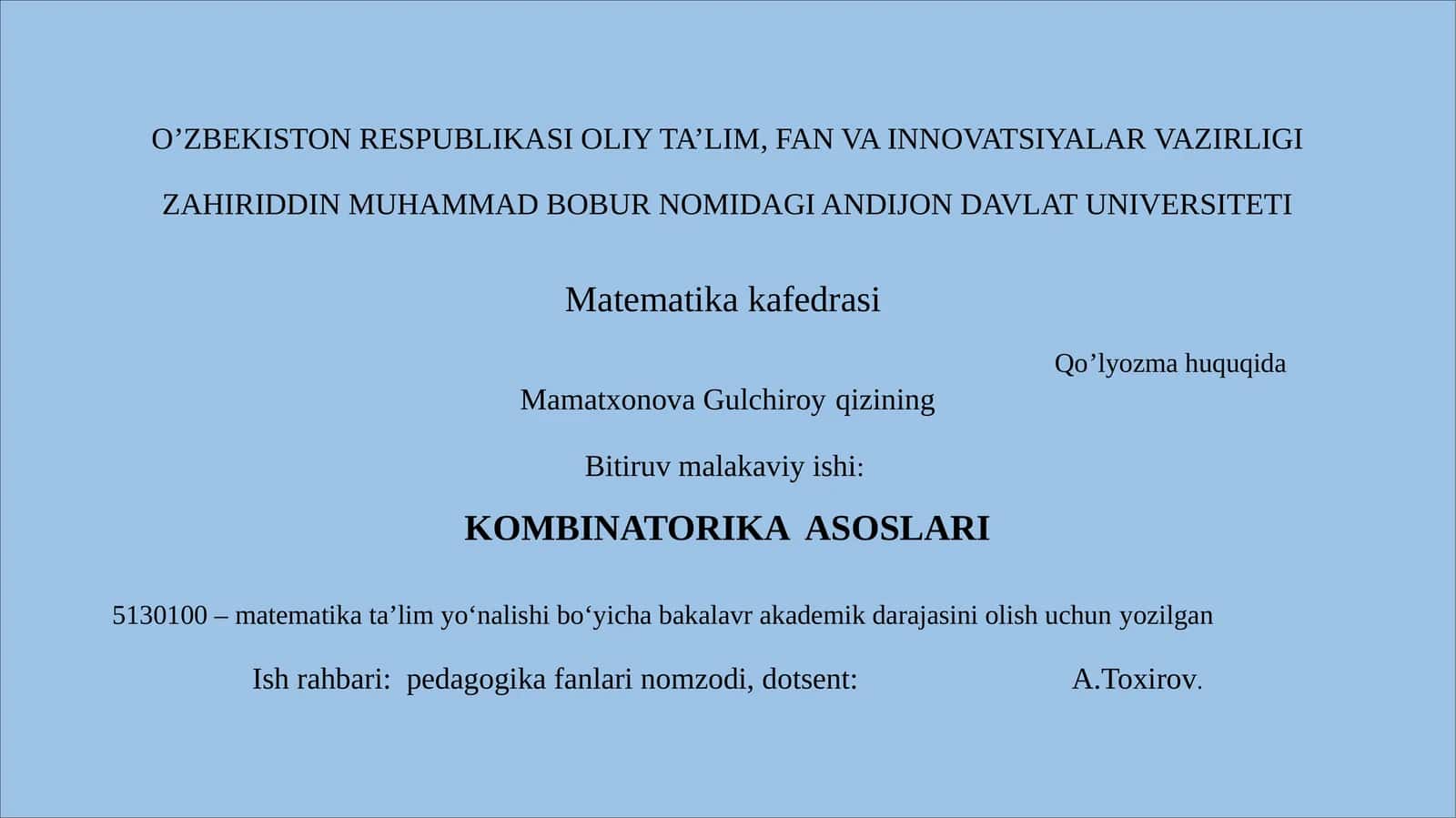 KOMBINATORIKA ASOSLARI 1