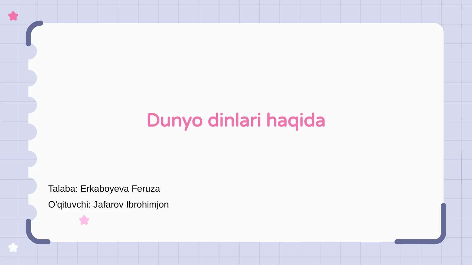 Dunyo dinlari haqida 1